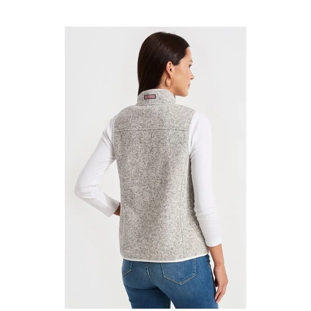 Vineyard Vines Sweater Fleece Zip-Up Vest in Heather Grey Size XS - Picture 3 of 7